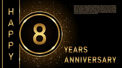 8th anniversary logo template Vector design birthday celebration, Golden anniversary emblem with ribbon. Design for booklet, leaflet, magazine, brochure, poster, web, invitation or greeting card.