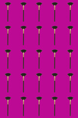 Make up brushes in row isolated on background