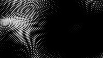 Dot white black wave technology texture background. Abstract big data digital concept. 3d rendering.