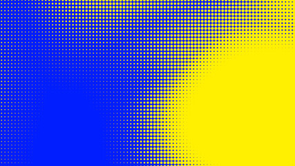 Dots halftone blue yellow color pattern gradient texture with technology digital background. Dots pop art comics with summer background.