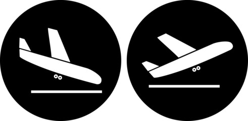 Arrivals and departure plane vector icon, Airport Sign