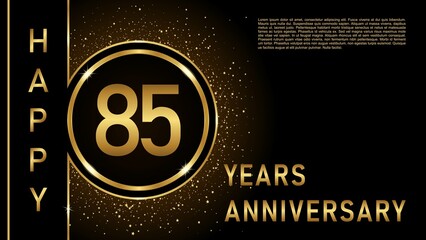 85th anniversary logo template Vector design birthday celebration, Golden anniversary emblem with ribbon. Design for booklet, leaflet, magazine, brochure, poster, web, invitation or greeting card.