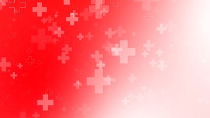 Abstract medical health red white cross pattern background.