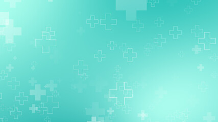 Abstract medical green blue cross pattern background.
