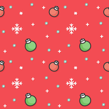 snow Christmas kawaii doodle flat vector seamless pattern Gift Wrap wallpaper background © worapan