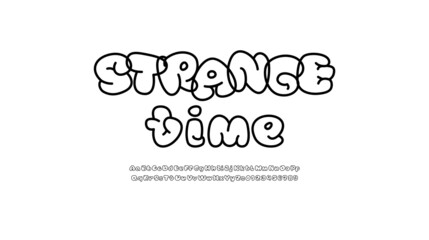 Comic modern font drawn by line, trendy alphabet in the cartoon style, uppercase and lowercase Latin letters from A to Z and Arab numbers from 0 to 9