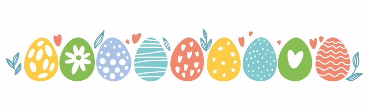 Vector Easter pattern with Easter egg drawings