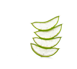 green aloe leaves on a white background