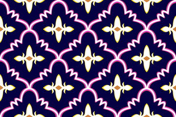 Geometric Moroccan ethnic pattern design. Aztec fabric carpet mandala ornament chevron textile decoration wallpaper. Tribal turkey African Indian traditional embroidery vector illustrations background