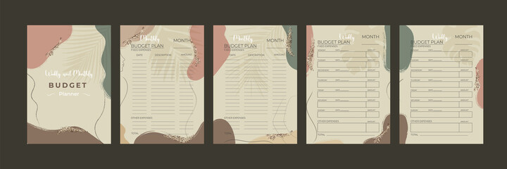 Planner layout. Monthly, daily planner template. Blank isolated notebook page. Business and time management paper sheet.