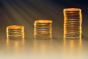 Close-up coins on the table.