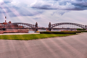 Fototapeta premium Drawbridge over the river. City bridge