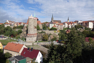 Blick von der Friedensbrücke auf Bautzen