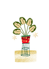 Christmas flower decorated with winter decorations 