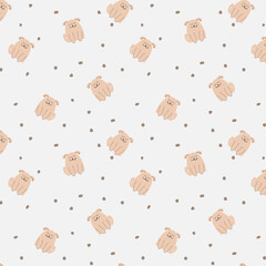 Hand drawn sleepy dog pattern background.