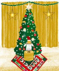 Christmas tree decorating time 