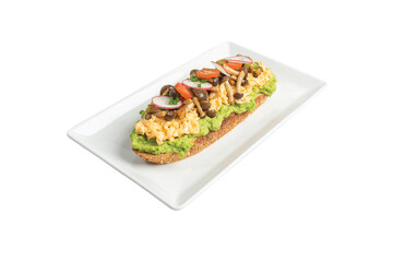 Mushrooms tartine. Baked sandwiches with mushrooms, Egg