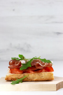 Spanish tapos with hamon, italian bruschetta with proscuitto