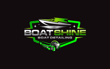 Illustration vector graphic of ship and boat detailing concept logo design template