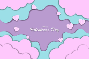 Valentine's day background with paper style. Vector illustration.
