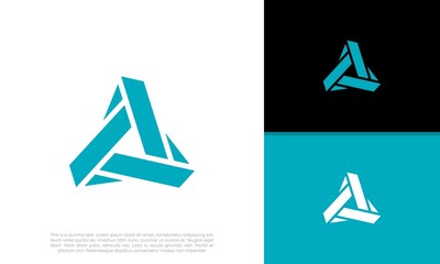 Innovative high tech logo template. Template label for blockchain technology. Abstract triangle logo design.