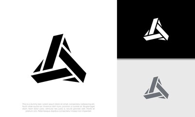 Innovative high tech logo template. Template label for blockchain technology. Abstract triangle logo design.