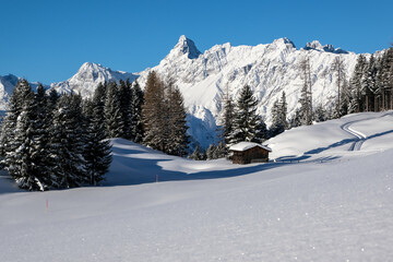 Fototapeta na wymiar Perfekt Winter Day in the Valley of Montafon, Vorarlberg, Austria