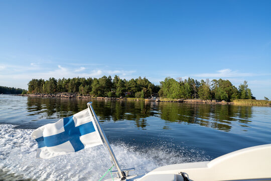 Finnland Boot Fahne Sommer