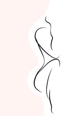 Line hand draw silhouette of a woman