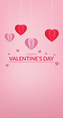 Happy valentine day and creative love composition of the hearts on pink background.