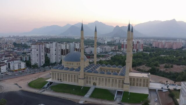 Kulliye mosque in the district of Manavgat, southern Turkey. View from above.