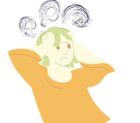 Flat illustration of a girl with anxiety	
