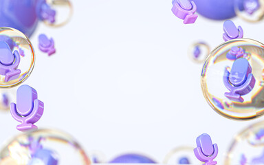 microphone iconic blank space advertising background concept for website banner 3d render