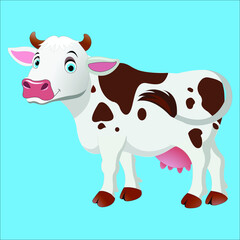Cartoon smiling cow animal character
