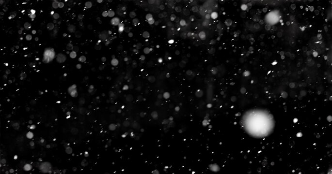 texture Real falling snow on a black background for use in Overlay mode in Photoshop. Adding falling snow to snowfall to your pictures. Banner size
