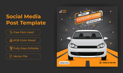 Car social media post or square web banner advertising template design