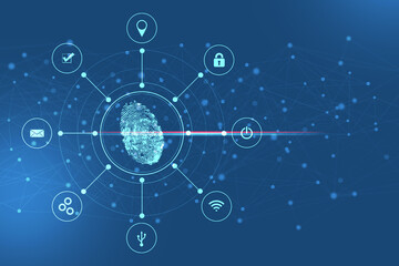Fingerprint Scanning Technology Concept 2d Illustration
