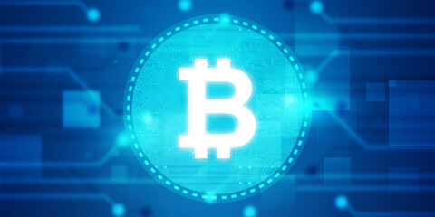 Obraz premium 2d rendering bitcoin sign concept