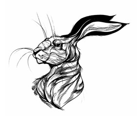 hare vintage, proud and serious illustration, design for posters and postcard © Elena Mentes