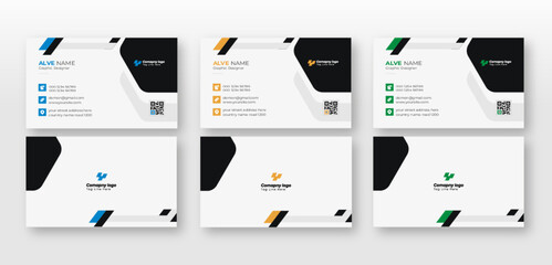 Set of new modern business card print templates Double-sided creative design.Horizontal Vector illustration 
Personal visiting card with company logo. corporate business card
