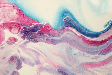 Art Abstract flow acrylic and watercolor marble blot painting. Pour Color wave texture background.