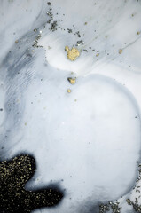 Agate swirl. Pastel abstraction. Geode artist work of art. Aquamarine luxury art in Eastern style. Beautiful Larimar stone. Marbled paper.