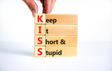 KISS keep it short and stupid symbol. Concept words KISS keep it short and stupid wooden blocks....