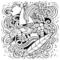 Mauritus cartoon vector doodle illustration