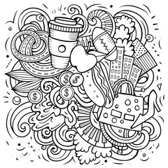 New York cartoon vector doodle illustration