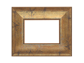 Wooden brown frame for paintings. Isolated on white