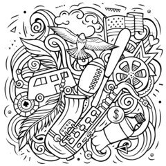 USA cartoon vector doodle illustration