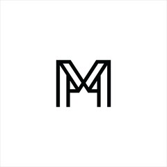 letter m p logo vector template line