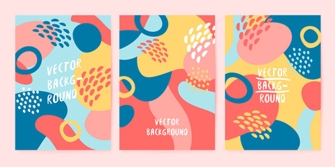Abstract banners set for inspiration card, poster, cover, leaflet, print, mobile app. Colorful background with abstract doodle elements. Vector illustration, eps 10
