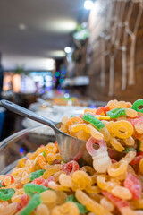 Gingerbreads, candies and nuts displayed on a Christmas market store in Berlin, Germany